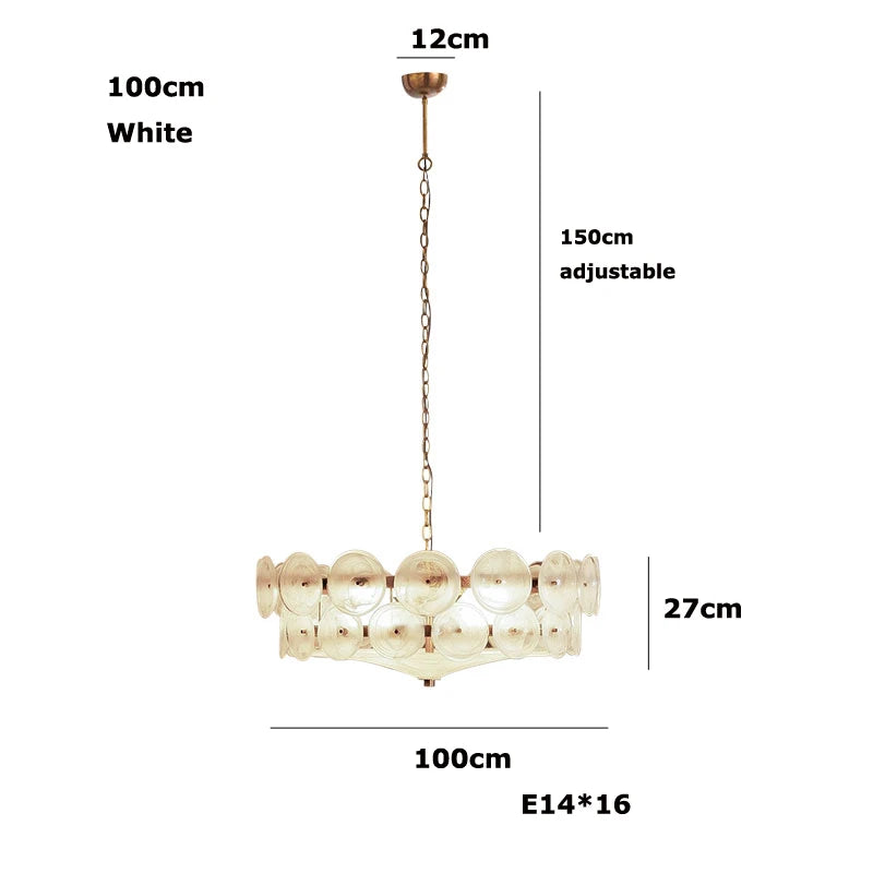 Amber Glass Chandelier - Disc Tier Light