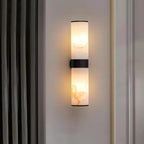 Alabaster Tube Wall Light - Flush Brass Sconce