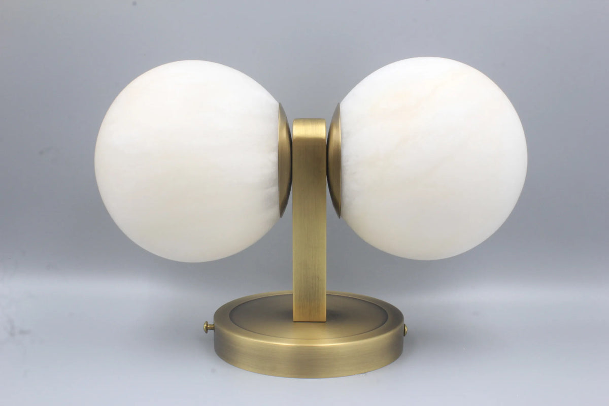 Alabaster Globe Wall Light - Twin Sphere Sconce