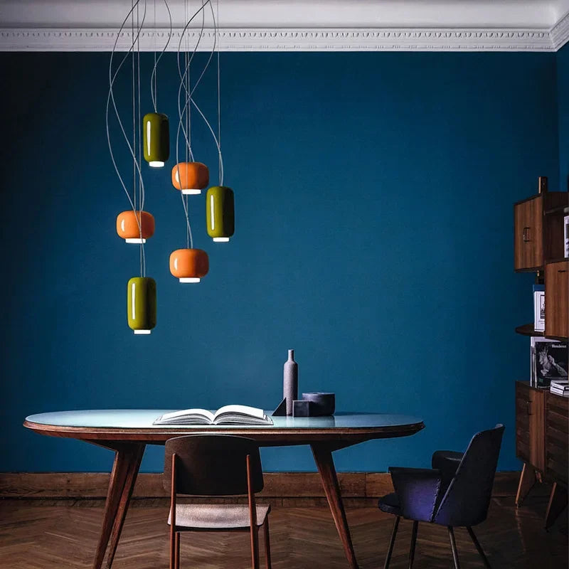 Coloured Glass Pendant - Multi Drop Cluster