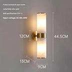 Alabaster Tube Wall Light - Flush Brass Sconce