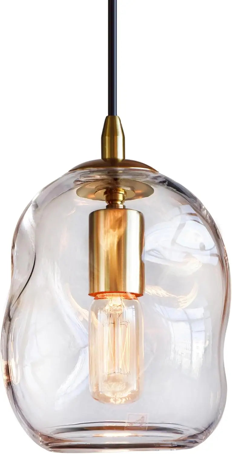 Amber Glass Pendant - Organic Blob Shade