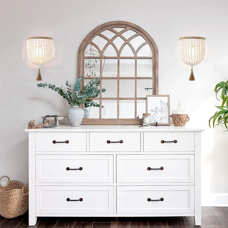 Beaded Wall Light - Flax Thread Sconce