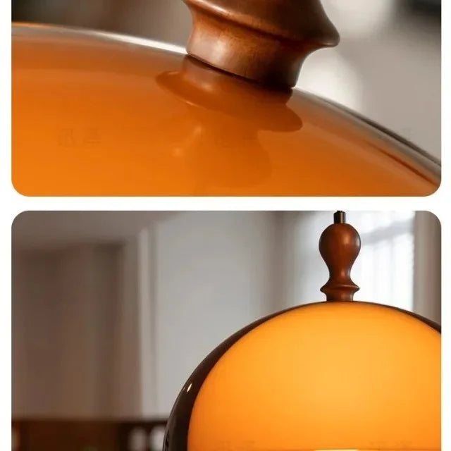 Amber Dome Pendant - Brass Farmhouse Light