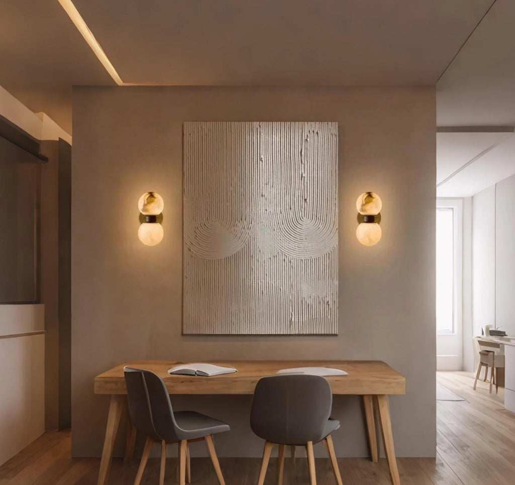Alabaster Globe Wall Light - Twin Sphere Sconce