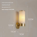 Alabaster Tube Wall Light - Flush Brass Sconce