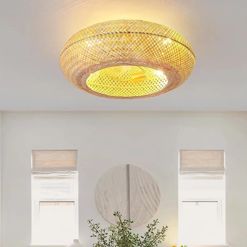 Bamboo Ceiling Fan - Remote Control Light