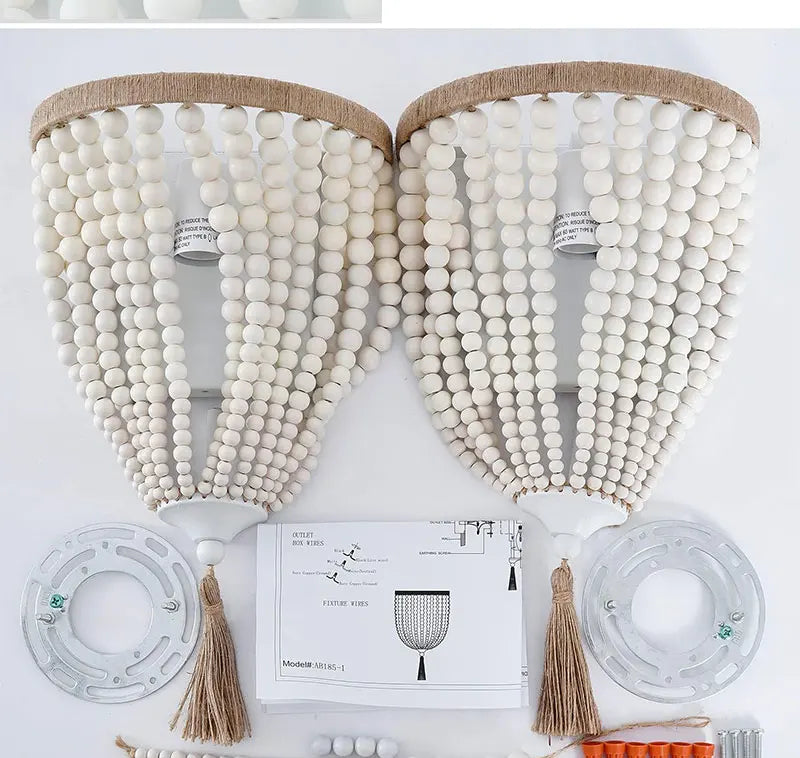 Beaded Wall Light - Flax Thread Sconce