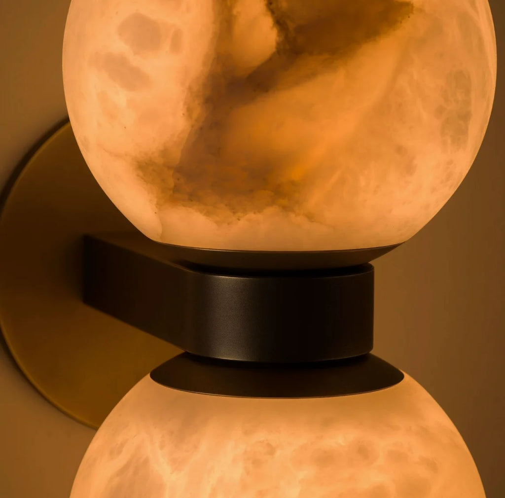 Alabaster Globe Wall Light - Twin Sphere Sconce