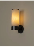 Alabaster Tube Wall Light - Flush Brass Sconce