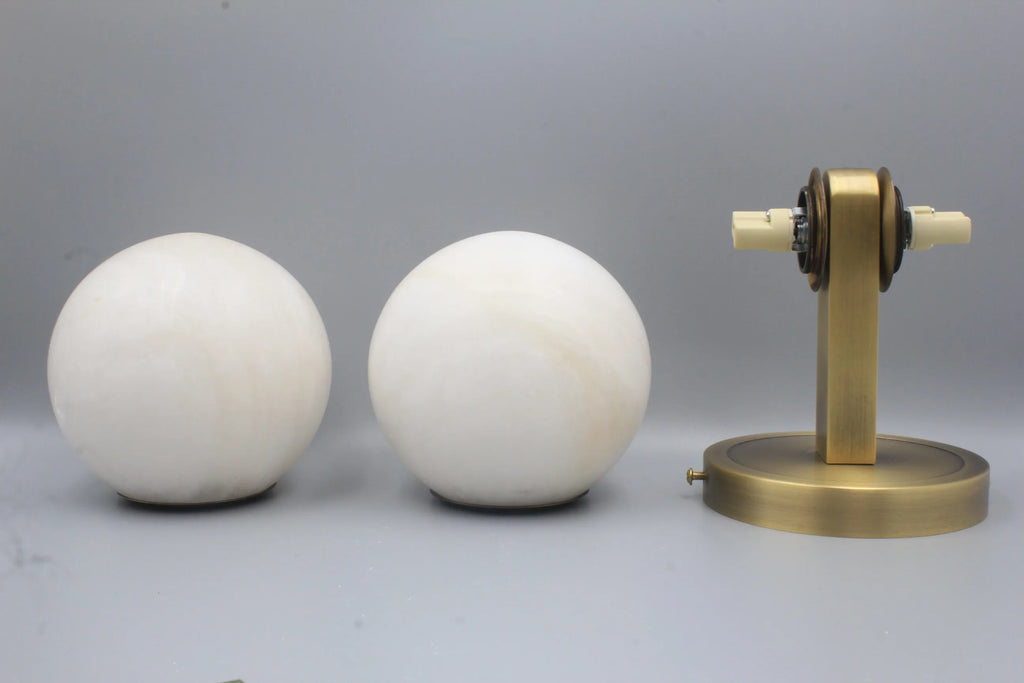 Alabaster Globe Wall Light - Twin Sphere Sconce