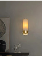 Alabaster Tube Wall Light - Flush Brass Sconce