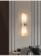 Alabaster Tube Wall Light - Flush Brass Sconce