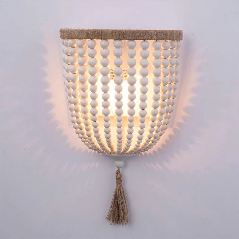 Beaded Wall Light - Flax Thread Sconce