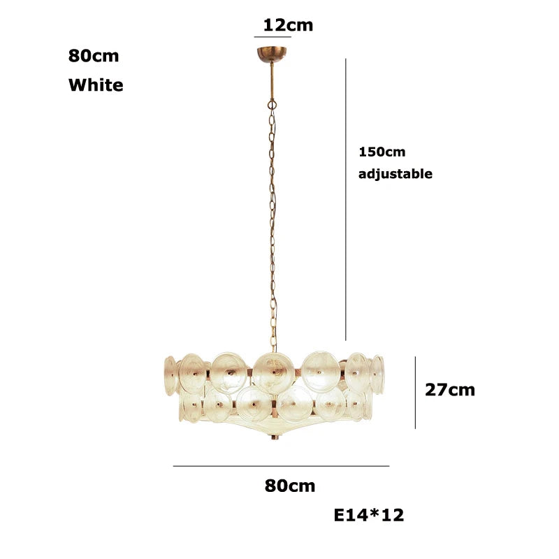 Amber Glass Chandelier - Disc Tier Light