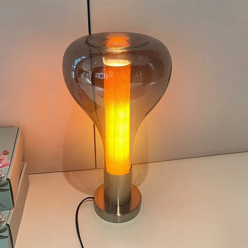 Glass Teardrop Light - Amber Core Pendant or Table