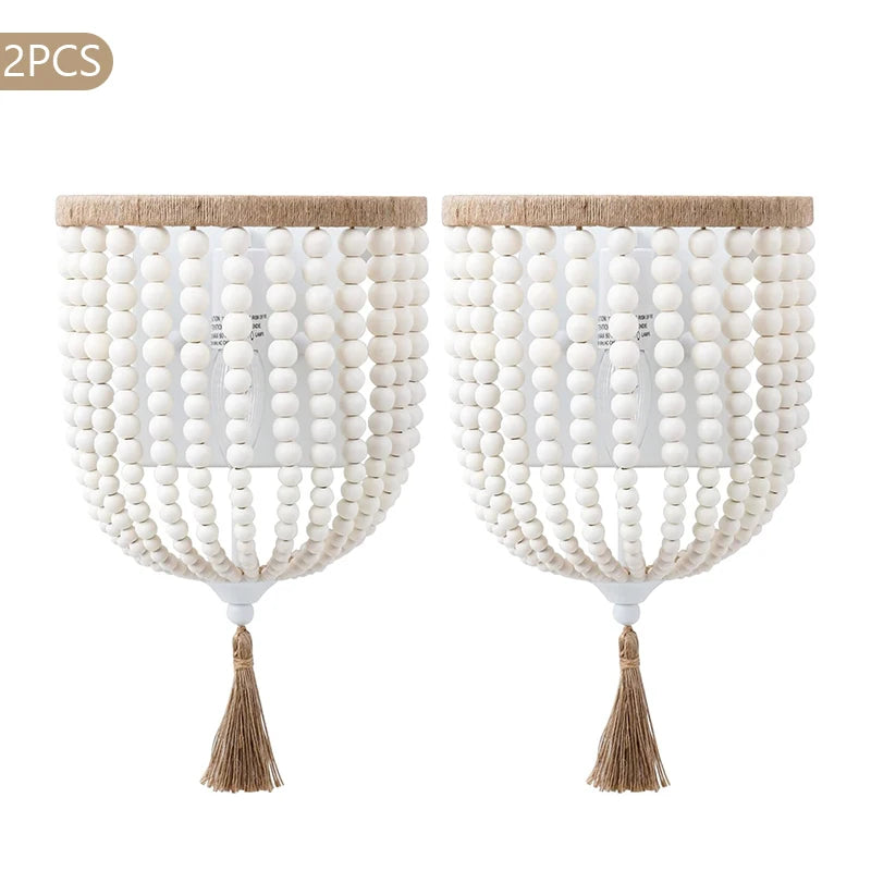 Beaded Wall Light - Flax Thread Sconce