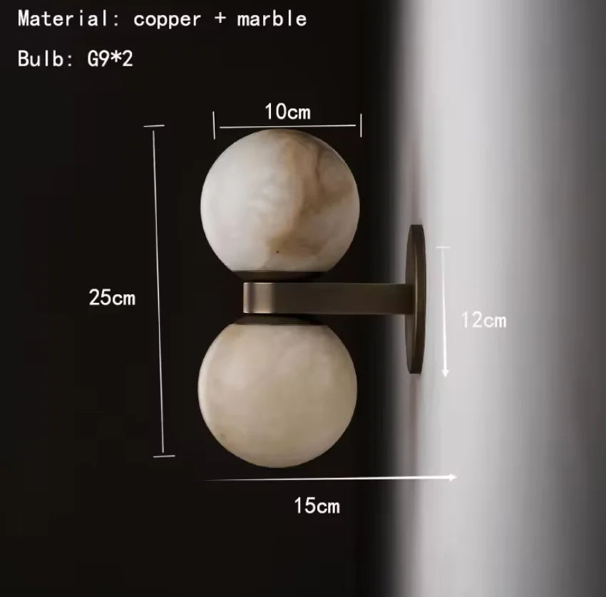 Alabaster Globe Wall Light - Twin Sphere Sconce