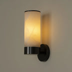 Alabaster Tube Wall Light - Flush Brass Sconce