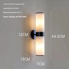 Alabaster Tube Wall Light - Flush Brass Sconce