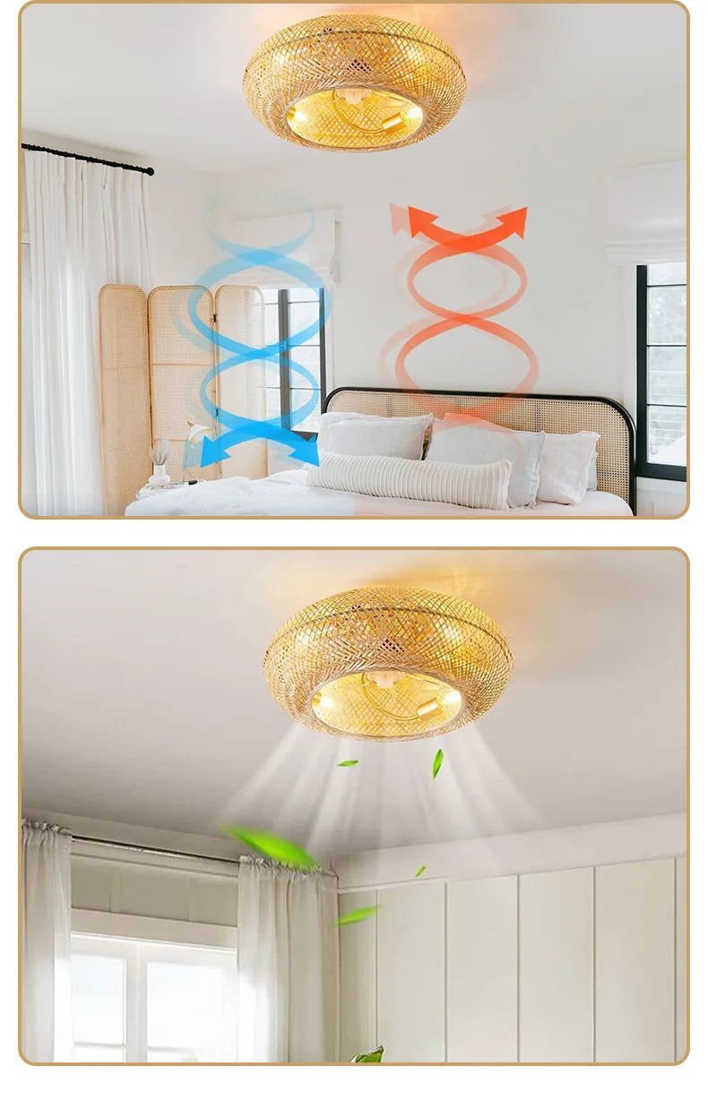 Bamboo Ceiling Fan - Remote Control Light