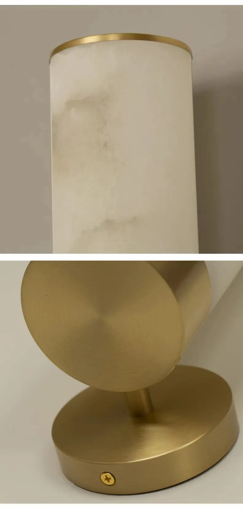 Alabaster Tube Wall Light - Flush Brass Sconce