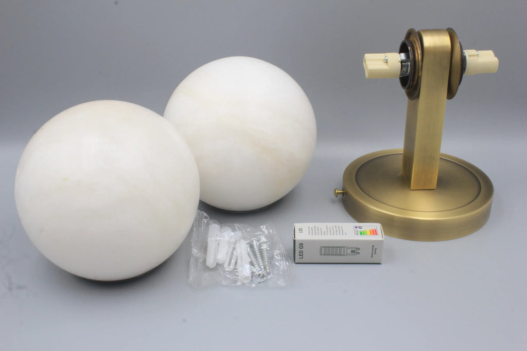 Alabaster Globe Wall Light - Twin Sphere Sconce