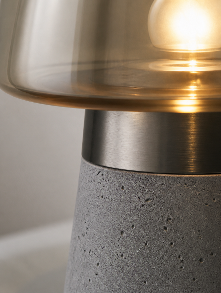 Amber Glass Desk Lamp - Cone Shade Light