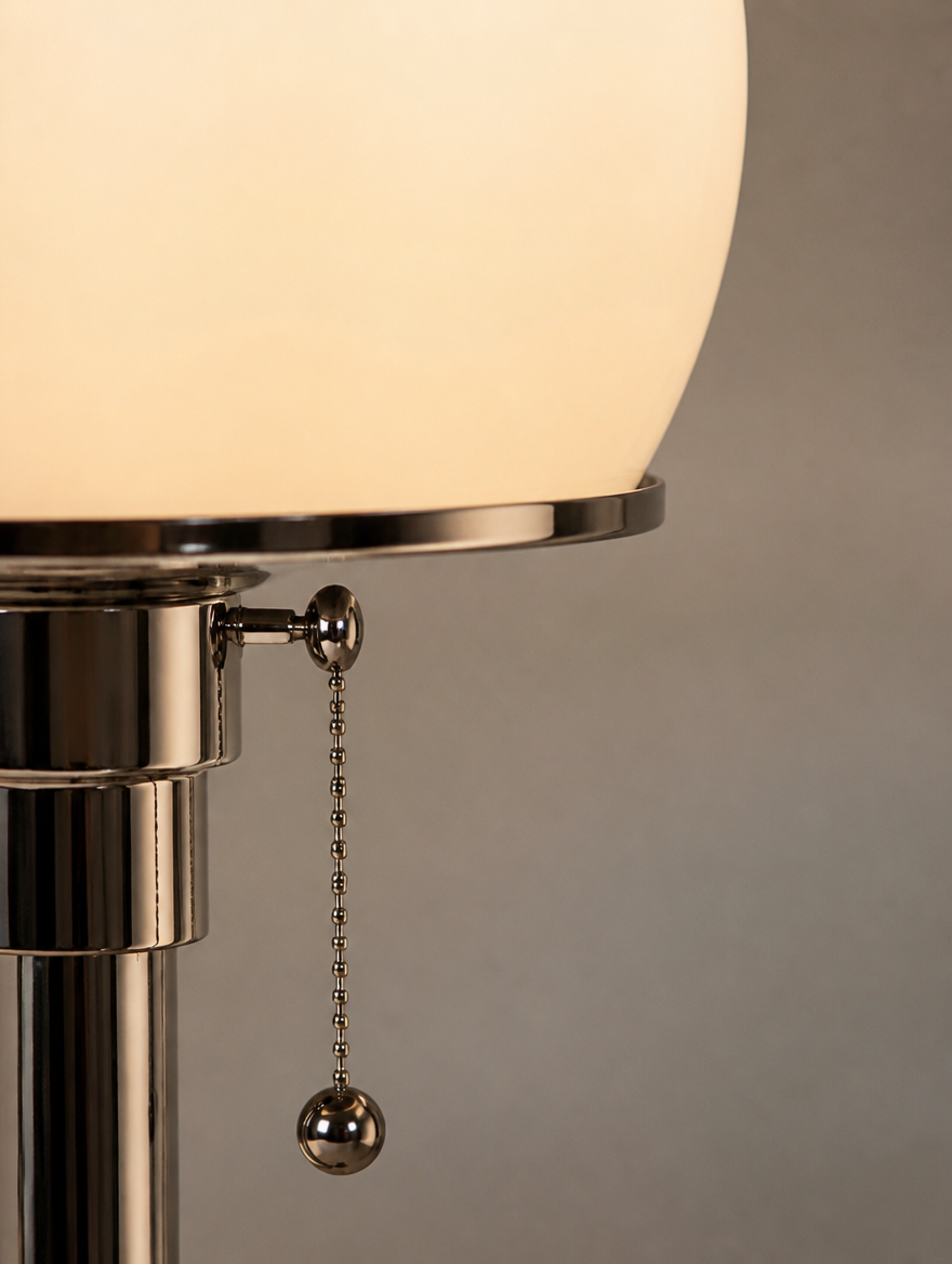 Detail view of the Bauhaus Glass Table Lamp