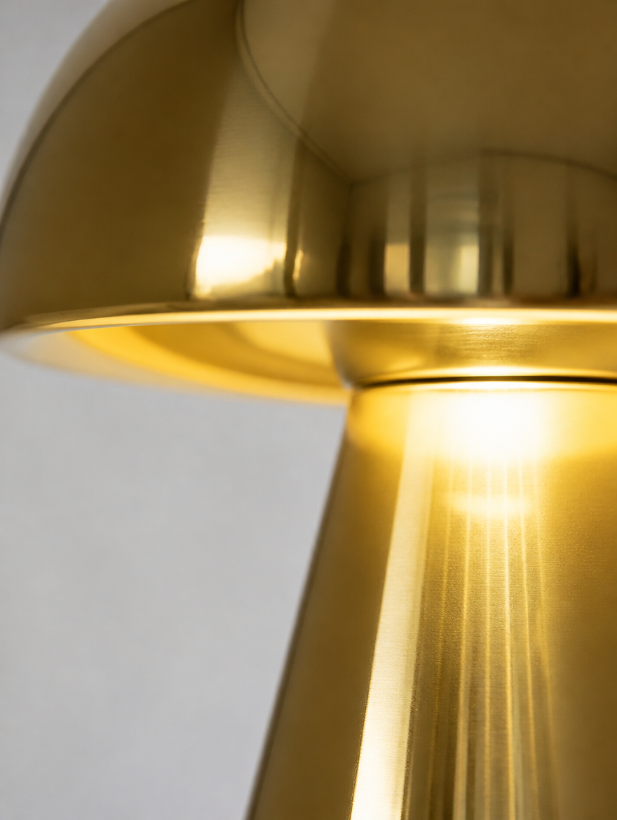 Detail view of the Mushroom Table Lamp Cordless LED Bedside Light