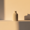 Milky white fluted ceramic vase with vertical ribbing
