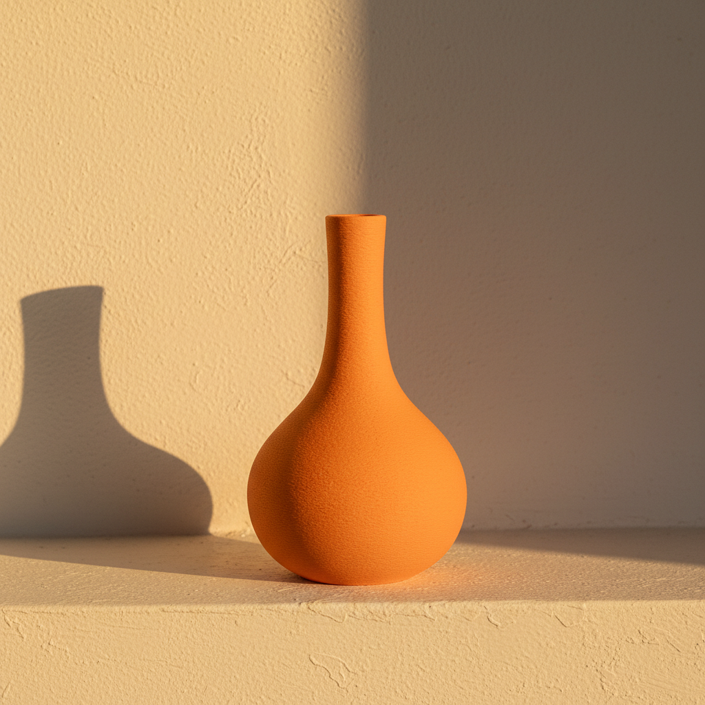Matte orange gourd bud vase with a long slim neck
