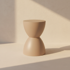 Moulded hourglass stool in matte khaki taupe