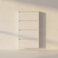 Slim white wall-mounted shoe cabinet with three tip-out fronts