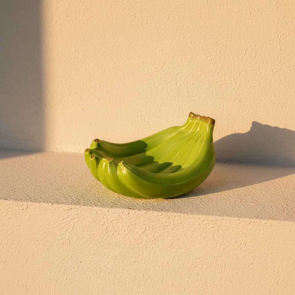 Green ceramic banana bunch hollowed into a shallow tray