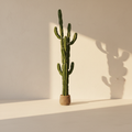 Tall faux column cactus in a woven basket