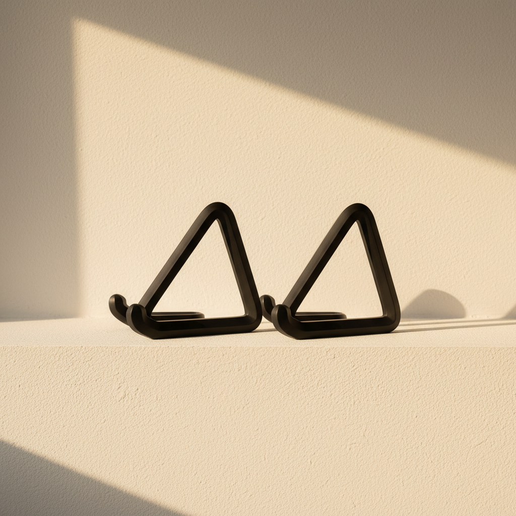 A pair of matte black triangular bookends