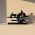 Mottled blue mountain sculpture on a black plinth