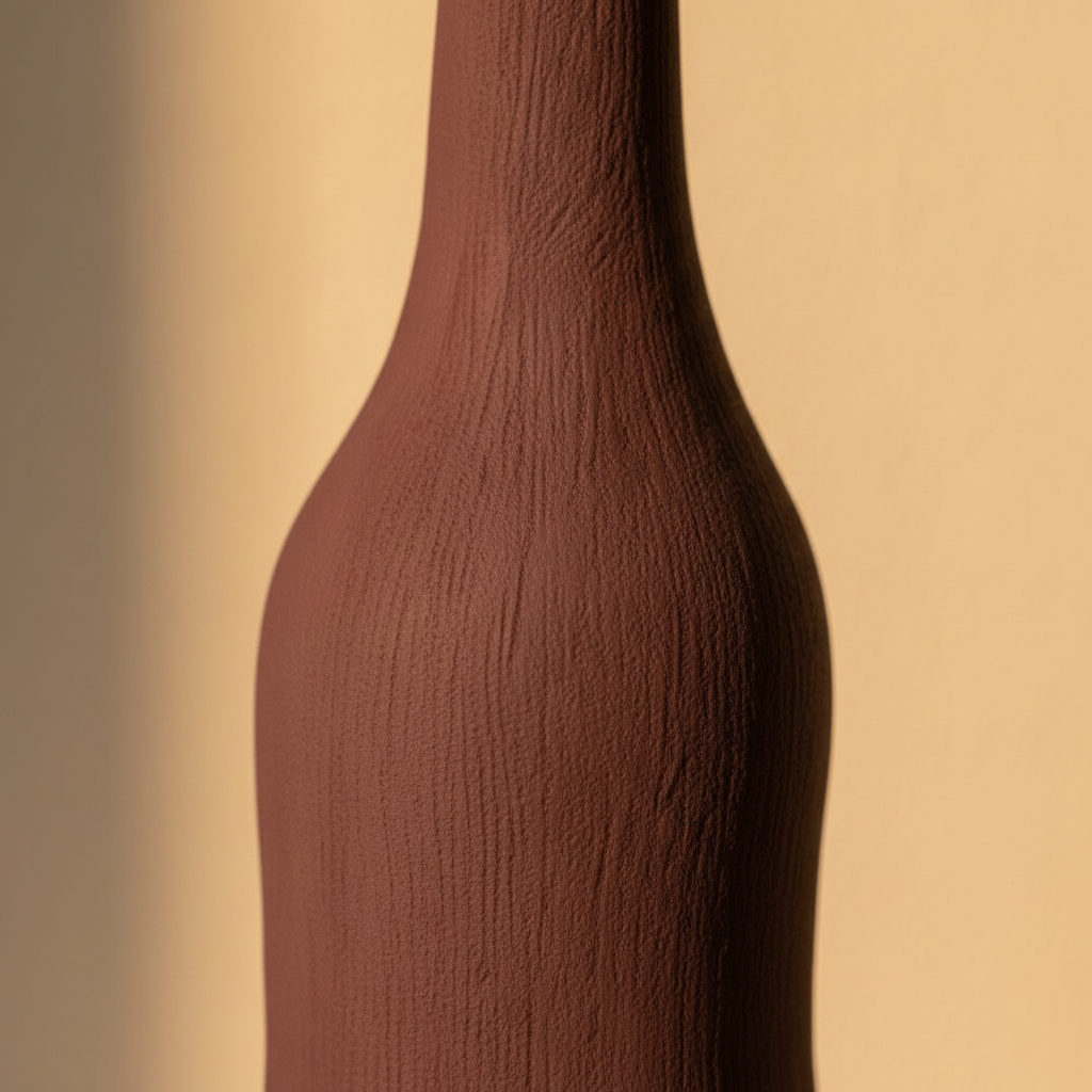 Macro detail of the flat matte burgundy glaze