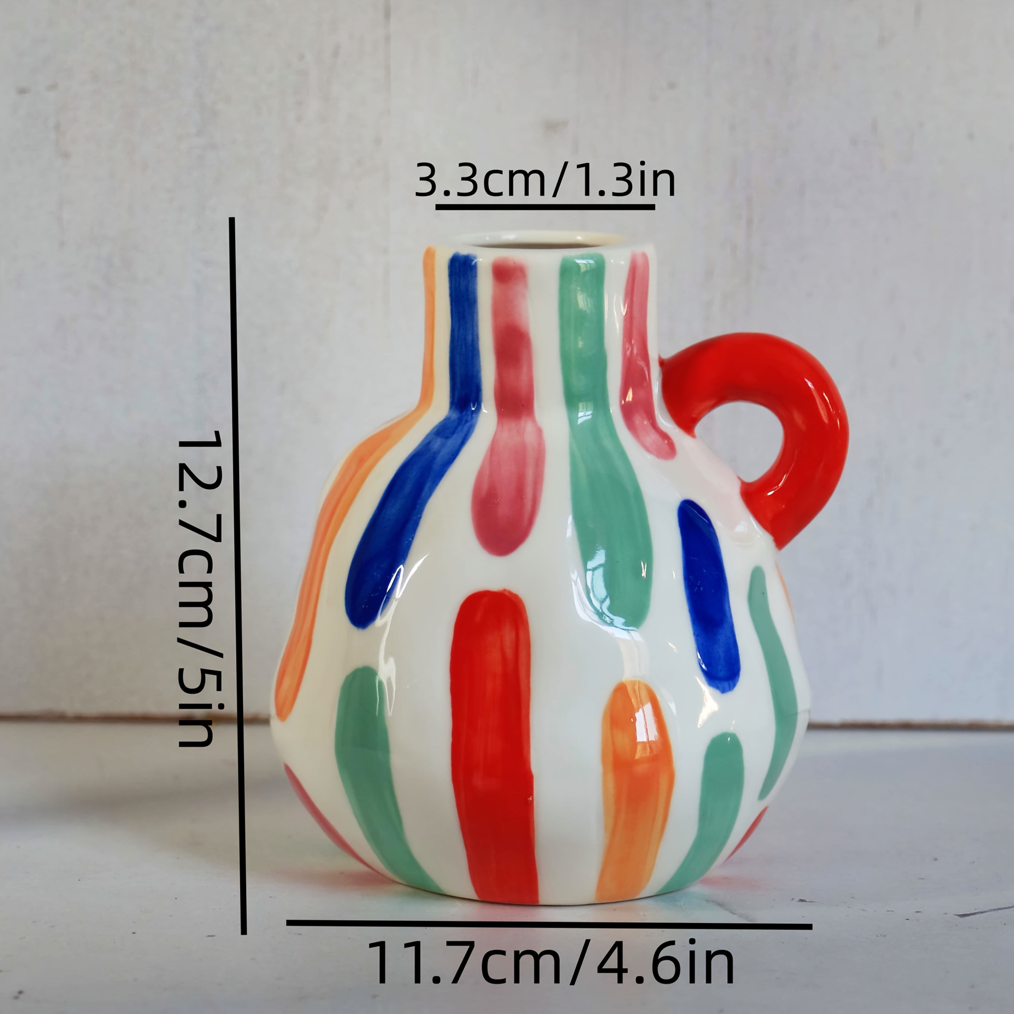 1pc Creative Cute Ceramic Vase  Ins Dopamine HandPainted Creative Flowerpot  Mini SmallScale Vase with Design Sense Niche  Suitable for Living Room Vase Home Decor
