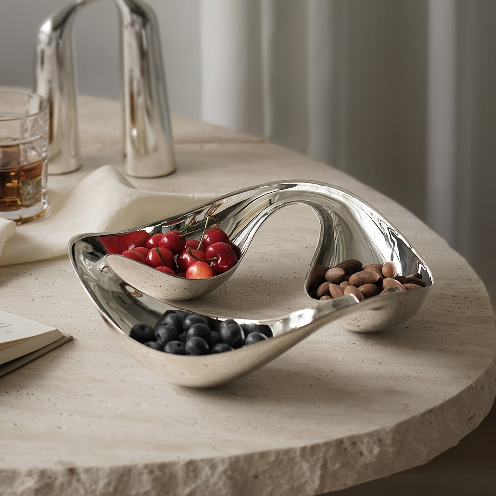 1pc High Quality Silvery Stainless Steel Candy Plate Suitable for Appetizer Plate in The Kitchen Living Room Restaurant MultiFunctional Snack Bowl Nuts Candy Salad Fruit MultiFunctional Plate