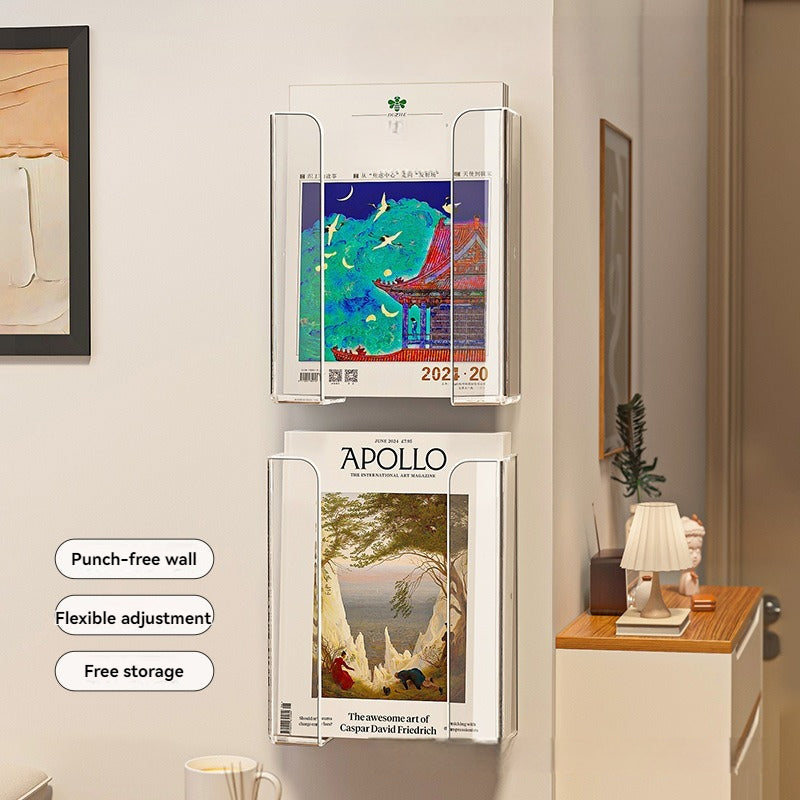 1pc Acrylic Storybook Storage Rack DoorBack Separable Bookshelf Book And Magazine Organizer Transparent WallMounted Display Shelf Modern Design with Adhesive Backing Minimalist WallMounted Storage Box