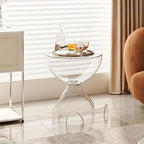 Modern Transparent Plastic Coffee Table  Waterproof Sturdy Structure Ideal for Living Room Bedroom Study  Elegant Design with TwoTiered Top for Beverages and Snacks