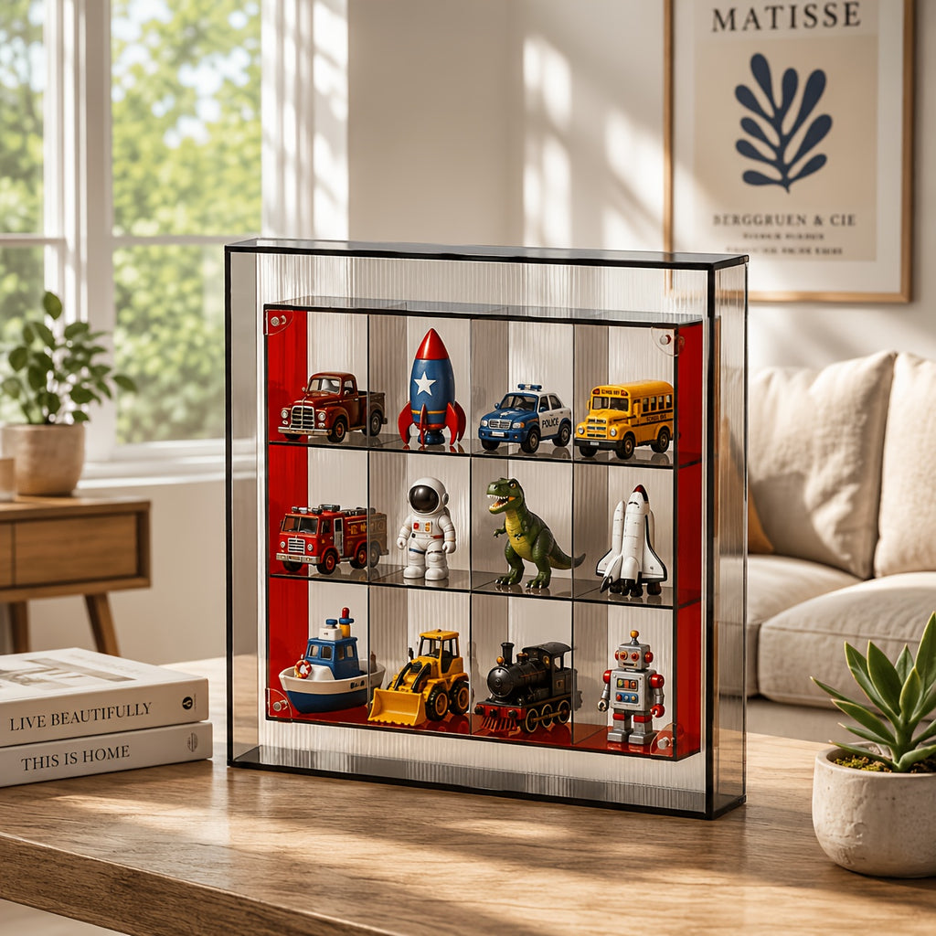 1pc Toy Display Case 3 Tier 12 Grid Acrylic Display Box Dustproof Storage Organizer for Collectibles Figures Home Decor