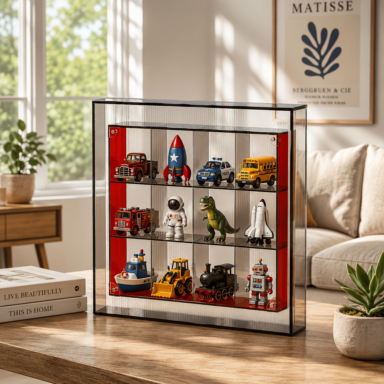 1pc Toy Display Case 3 Tier 12 Grid Acrylic Display Box Dustproof Storage Organizer for Collectibles Figures Home Decor