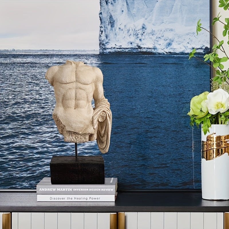 12Inch Greek Roman Torso Sculpture Vintage Classical Resin Bust Statue  Handmade Aged Finish Home Decor Art Figurine Classical Art Decor for Living Room Office and Study