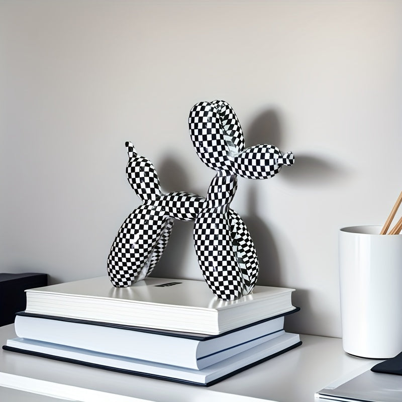1pc Black And White Lattice MediumSized Balloon Dog Ornament Animal Sculptures for Home Decor  Minimalist Art for Bookshelves Coffee Tables And Office Desks  Decorative Figurine for Living Room And Home