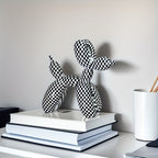 1pc Black And White Lattice MediumSized Balloon Dog Ornament Animal Sculptures for Home Decor  Minimalist Art for Bookshelves Coffee Tables And Office Desks  Decorative Figurine for Living Room And Home